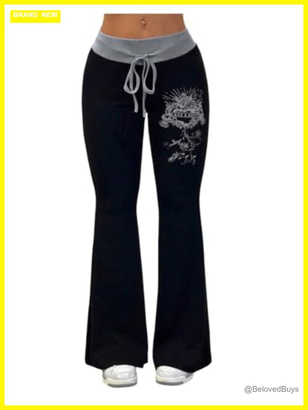 Women's Y2K Flare Leggings Low Rise Stretchy Bell Bottom Yoga Pants Drawstring